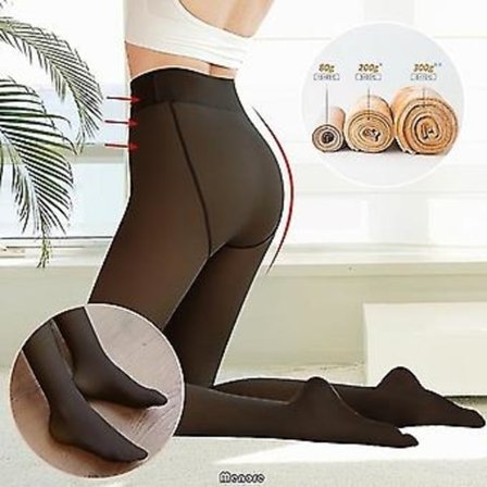 Vinter Termo Tights Dam Tjocka Strumpbyxor Falska Genomskinliga Tights Fleecefodrade Hög Midja Elastiska Ullstrumpor (80g ingen sammet svart)