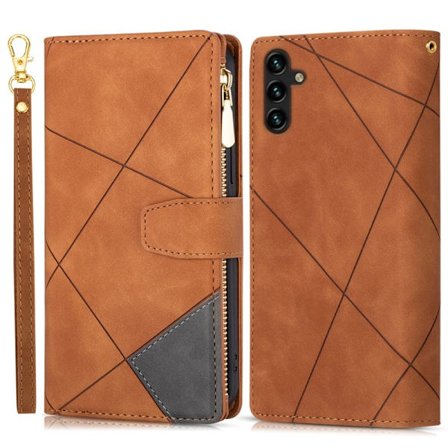 Samsung Galaxy S26+ Plånboksfodral Färgsplicing Konstläder Ställ - Brun