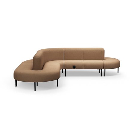 Sofa VARIETY, L-formet, med USB-uttak, stoff Blues CSII, turkisoransje