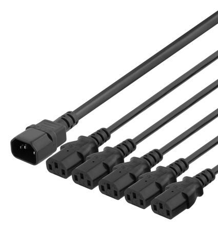 Deltaco strømsplitter - IEC 60320 C14 til IEC 60320 C13 - 1 m
