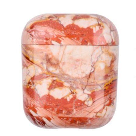 Airpod-deksel i rødt marmormønster