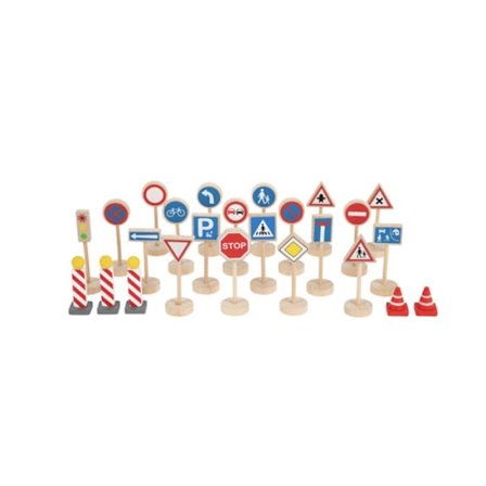 Uppsättning av trä trafikskyltar