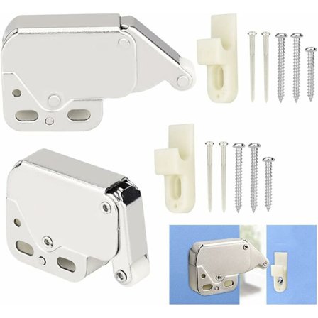 2 stk fjærlukkende skapdørhengsel i rustfritt stål, skapdør med fjærlukkende skapdørhengsel med 6 skruer 4 spiker