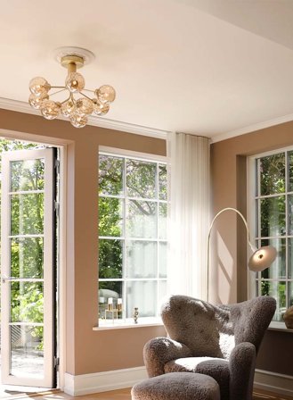 Apiales 9 taklampe Ø60 - brushed brass/optic gold