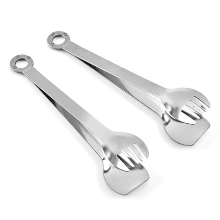 Sæt med 2 sølvfarvede serveringstænger i rustfrit stål på 15 cm til køkkenet