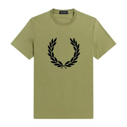 Fred Perry T-shirt with flocked laurel wreath Grøn, Herre T-shirts