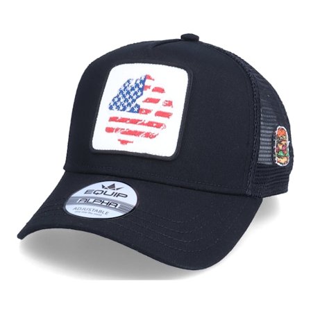Iconic - Black trucker Czapka Z Daszkiem - USA Ripped Flag Patch Hamburger Black Trucker @ Hatstore