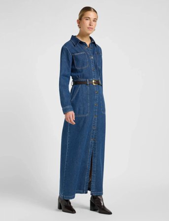 Lee Jeans Maxi Denim Utility Dress - Navy - L