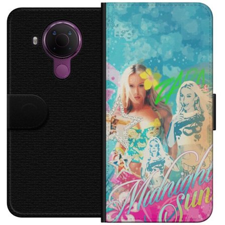 Kompatibel Tegnebogsetui til Nokia 5.4 Eventyrverden med Steve, Creeper og dyr i farverig blokgrafik