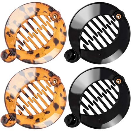 4-pakks resin barrettes for kvinner og jenter, assorterte runde banan hårkammer fiskehale barrettes