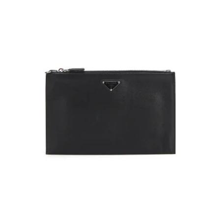 Prada Vintage Pre-ownedLæderclutches Sort, Dame Vintage Tasker, Størrelse: ONE Size