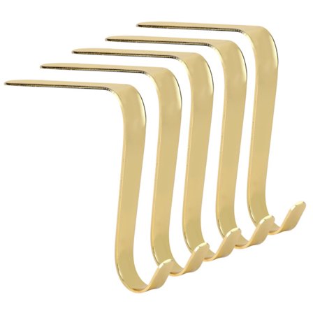 5 stk. Guldfarvede julesokkeholdere til pejs, kroge, julepynt