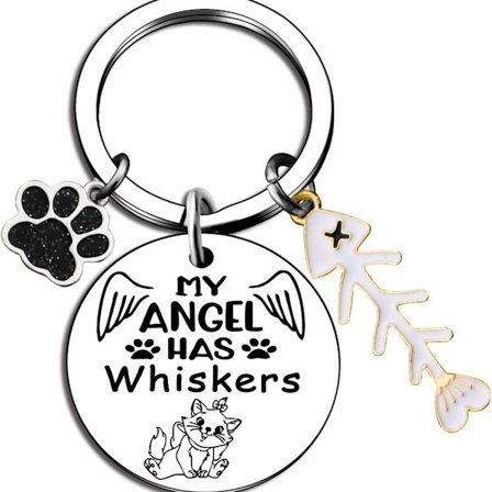 Rustfrit stål nøglering Cat Lover Gift - Min engel har knurhår