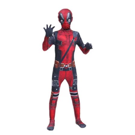 Deadpool Kostyme Superhelt Cosplay Kostyme Superhelt Barn Bodysuit 3D Stil Halloween Cosplay Kostyme Sværdveske 150CM