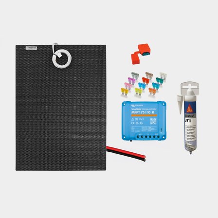 Zonnecelpakket voor vaste installatie Juni Solar Flush Mounted Cable Black Edition, 60 W, monokristallijn, flexibel, 12 V, 580 x 540 x 3 mm, met MPPT-