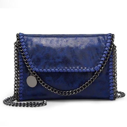 Yksinkertainen muoti naisten crossbody-ketjulaukku PU-nahka - sininen