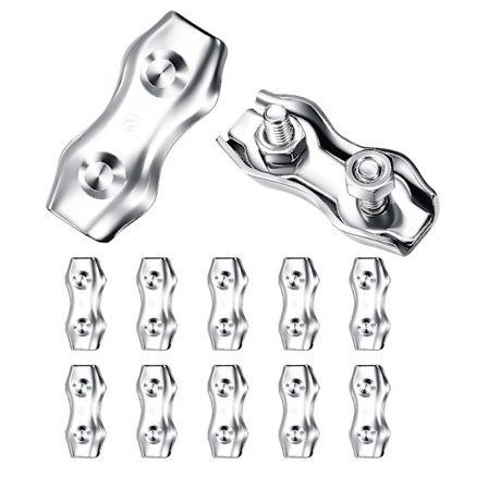 Wire Rope Clamp, 10 stk M2 Dobbelklemme 304 Rustfritt Stål Wire Rope Clamp