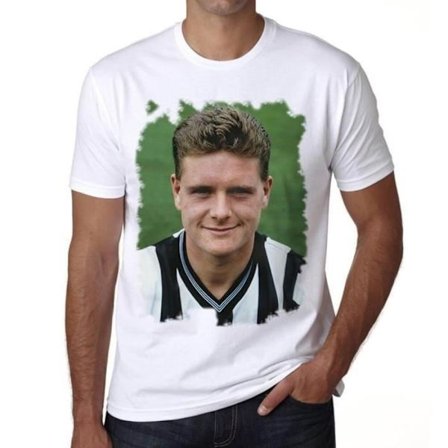 T-shirt Herr - ULTRABASIC - Paul Gascoigne - 100% Bomull - Kortärmad - Vintage Vit