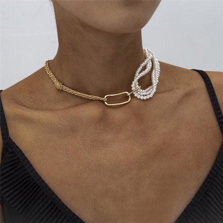 Retro halsband pärlor guld kedja minimalistiskt choker