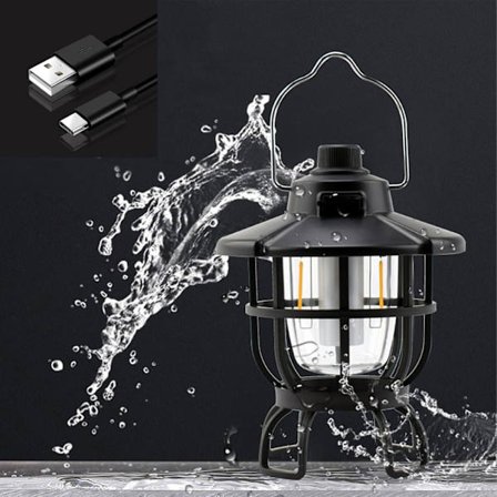 LED Campinglampe, IPX4 Vandtæt Campinglanterne, Trinløs Dæmpbar, Udendørs Lampe, Camping, Overlevelse, LED Lys, Batterilampe, Lanterne