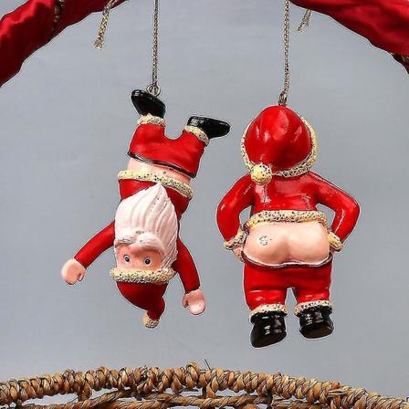 Vinduespanel dekoration træ vedhæng harpiks sjovt juletræ ornamentsanta mand jule vedhæng (2 stk, rød)