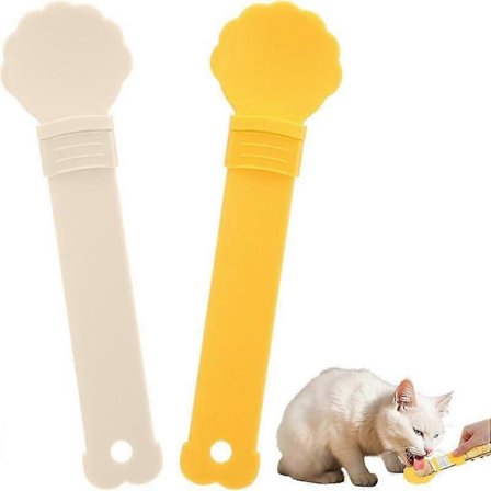 2 stk. Katte Strip Foderautomater, Killing Strip Klemme Ske til Vådfoder og Flydende Snack, Kat Slikbar Puré Godbid Foderdispenser Glidende 