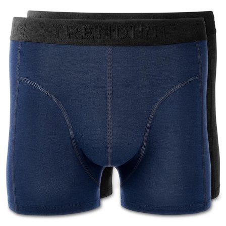 L - FeatherFeel | Pack de 2 boxers noir et bleu marine en laine mérinos pour hommes
