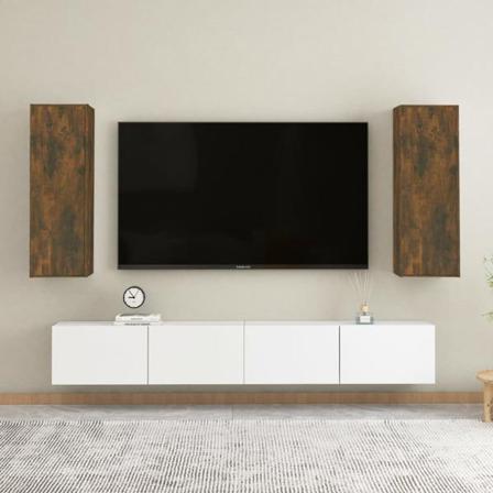 Vidaxl Tv-skåp 2 St Rökfärgad Ek 30,5x30x90 Cm Konstruerat Trä Brun