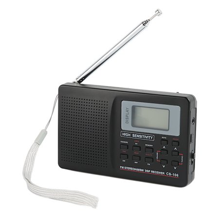 Sort-Bærbar AM/FM/SW Digital Radio med Minnefunksjon og Alarm, Innebygd Høyttaler, Bakgrunnsbelyst Skjerm og Brukervennlige Knapper