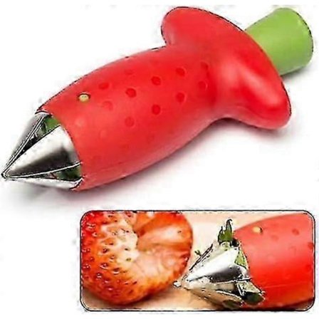 Multifunktionel jordbærudstener, tomatudstener, egnet til frugt jordbær tomatkernefjerner clip, rød[D]
