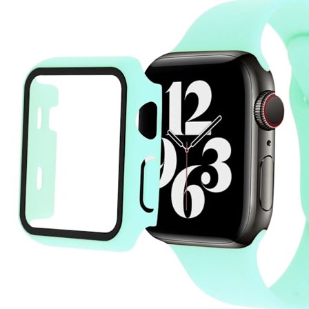 Apple Watch SE 2022 (40mm) cover with tempered glass screen protector - Cyan