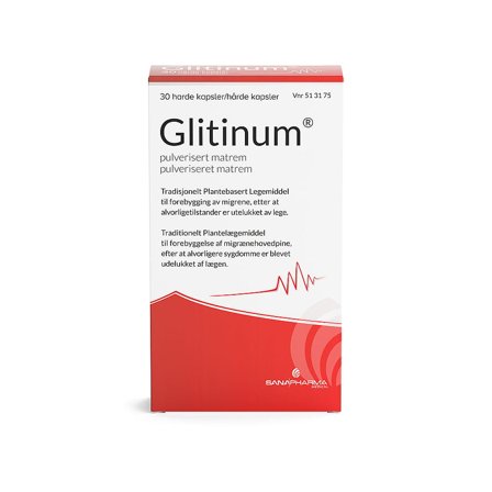 Glitinum 100 mg (hårde kapsler) 30 kaps., Medicin & Pleje, Smerter & Feber, Hovedpine