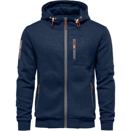 Herre Hoodies Sweatshirt Lynlås Lette Jakker New Navy XXL