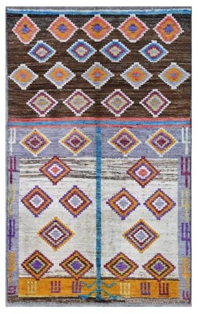 Håndknyttet Berber Colourful 114X182 Ullteppe Mørk Grå/Svart Lite