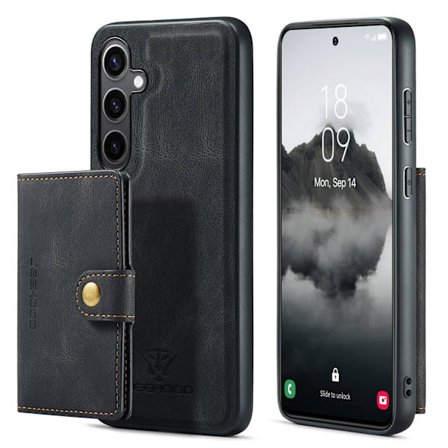 Nahkainen lompakkokotelo, jossa magneettinen korttitasku Galaxy S24 Plus -puhelimeen