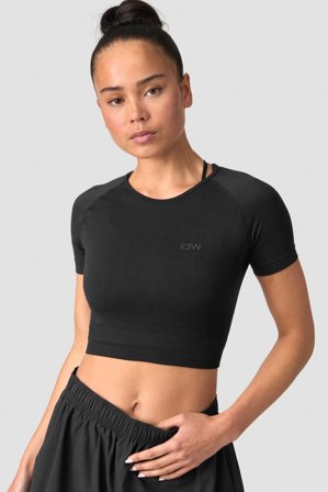 ICANIWILL - Define Seamless Cropped T-shirt Black/Black - Damen - ICIW