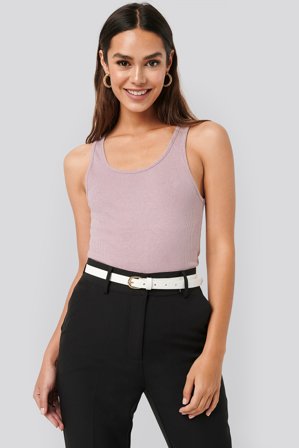 NA-KD Basic Ribbed Tank Top - Basic Oberteile - Rosa - Large