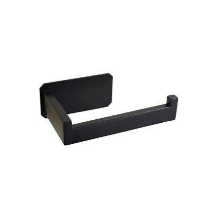 Selvklæbende toiletpapirholder i rustfrit stål, sort overflade, nem montering, ingen skruer, sort, 1 stk.