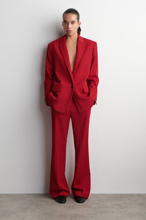 COS Women's Single Breasted Wool Blend Blazer in Red