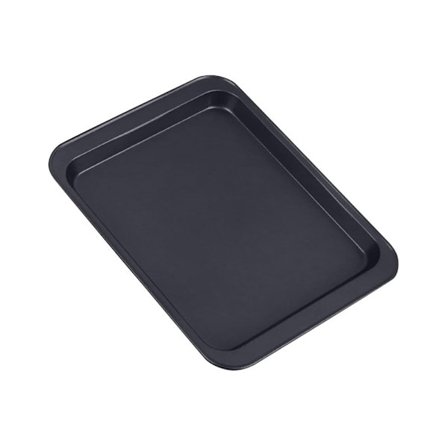Bageplade 24 * 18 cm, non-stick bageplade i rustfrit stål, kagebageplade, ovn, roulade, kage (sort, lille) 【Almindelig】 Lille sort bageplade