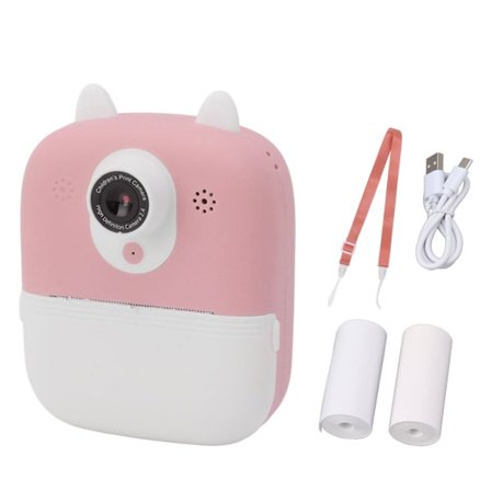 Instant Camera 2.4in HD Kids Digital Instant Camera Dual Lens Instant Print Digitalkamera för hemresor Rosa