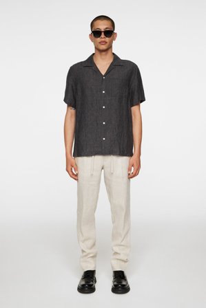 J.Lindeberg - Elio Linen Melange Shirt - Fashion - Black - Men - L