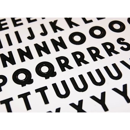 92 klistermærker - Alfabet og tal - Sort