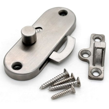 1 stk. 90° Højre Vinkel Skydedørslås Spænde Skydedørslås Lade Dørgreb (1 Pakke Sølv)