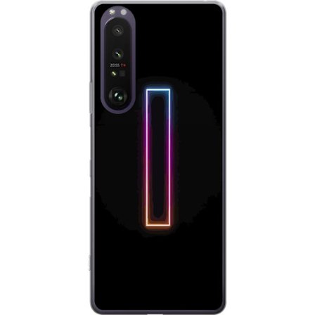 Kompatibel Mobilcover til Sony Sony Xperia 1 III Minimalistisk neonbogstav I i regnbuefarver mod mørk baggrund