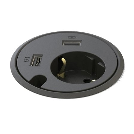 Kondator Powerdot PD14 Bordsuttag Schuko + USB/A Svart, Strömbrytare & vägguttag