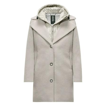 BomBoogie, Bimaterial Single-breasted Long Coat Grijs, Dames, Maat:M