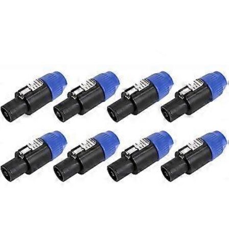 8-pakning lydkabeladapterkoblinger, 4-polet lydhøyttalerplugg vrilås kompatibel med Speakon