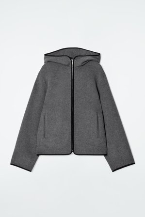 COS Hooded Double-Faced Wool Jacket in Grey - Women