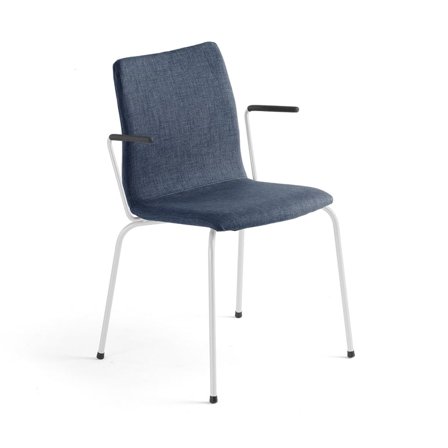 Conference chair OTTAWA, armrests, blue fabric, white